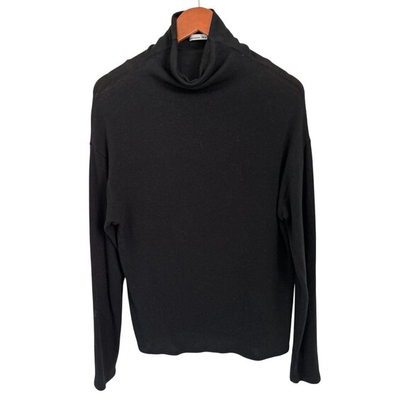 Reformation Jeans Reid Black Turtleneck Long Sleeve Top Oversized Light Size XSm - Picture 2 of 8